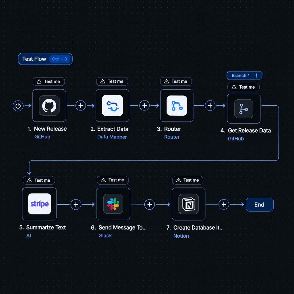 GitHub release flow that summarizes with Stripe and writes to Slack and Notion